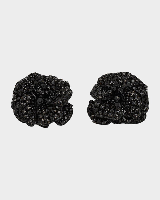 Bejewled Fabric Flower Earrings